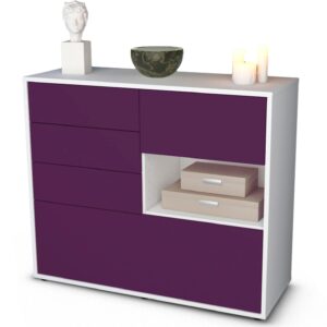 Sideboard Coco | Korpus Weiß | Front in Lila | 92x79x35cm (BxHxT)