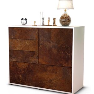 Sideboard Corina | Korpus Weiß | Front in Rost Optik | 92x79x35cm (BxHxT)