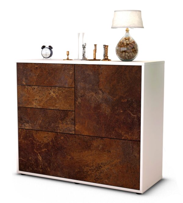 Sideboard Corina | Korpus Weiß | Front in Rost Optik | 92x79x35cm (BxHxT)