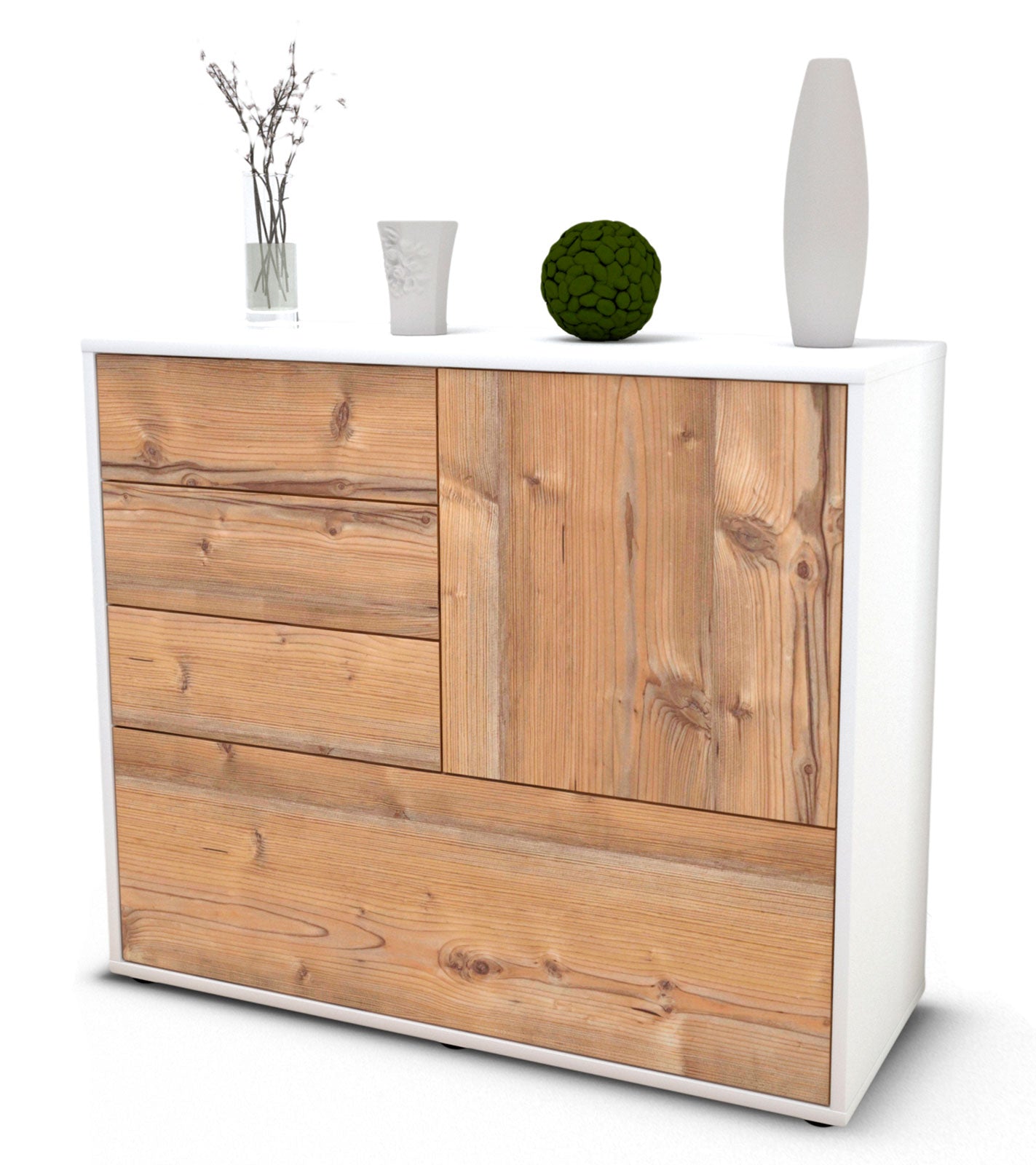 Sideboard Corina | Korpus Weiß | Front in Pinie Holz Optik | 92x79x35cm (BxHxT) 1 Sideboard Corina | Korpus Weiß | Front in Pinie Holz Optik | 92x79x35cm (BxHxT)