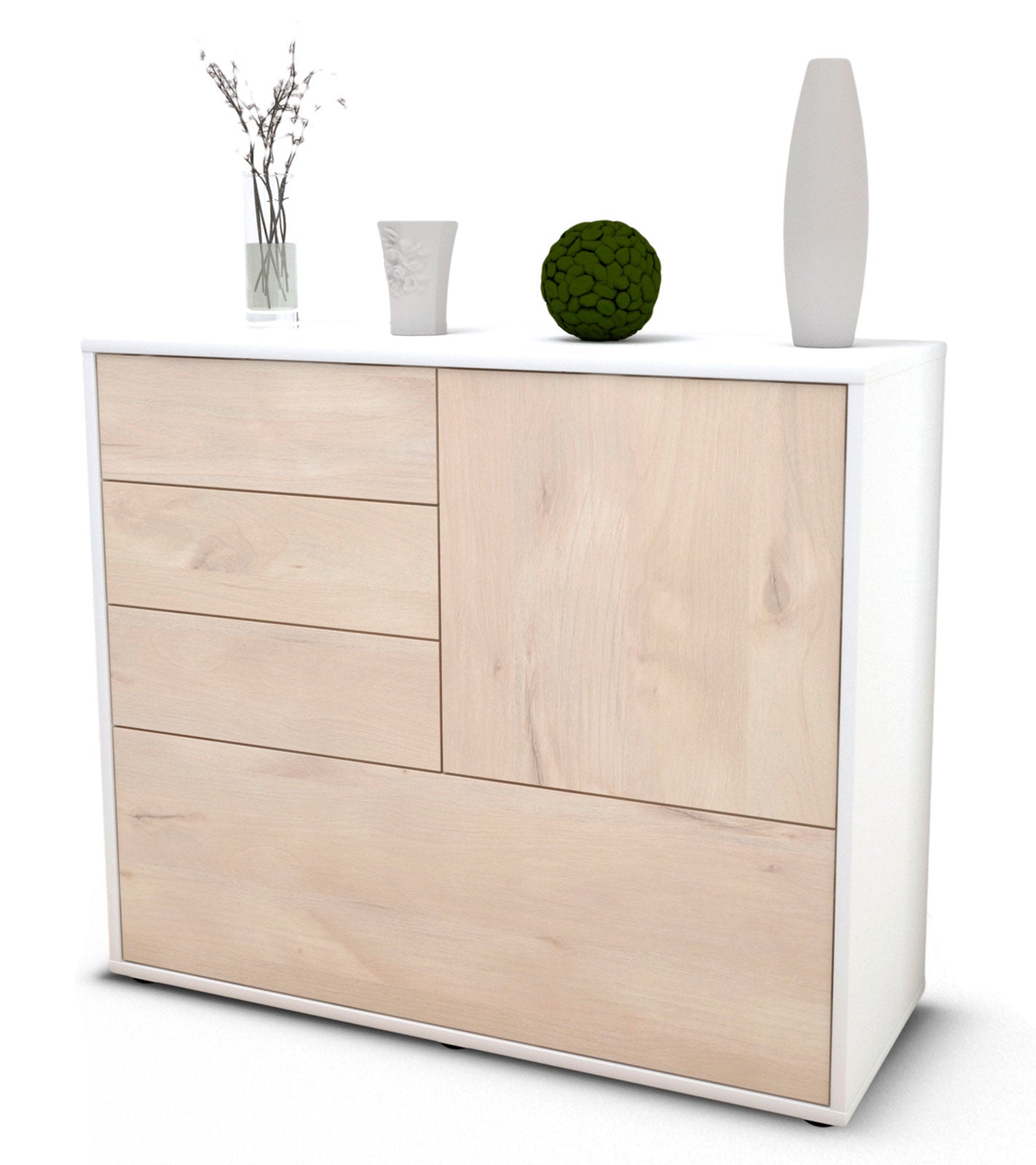 Sideboard Corina | Korpus Weiß | Front in Zeder Holz Optik | 92x79x35cm (BxHxT) 1 Sideboard Corina | Korpus Weiß | Front in Zeder Holz Optik | 92x79x35cm (BxHxT)