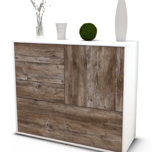 Sideboard Corina | Korpus Weiß | Front in Treibholz Holz Optik | 92x79x35cm (BxHxT)