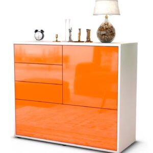 Sideboard Corina | Korpus Weiß | Front in Hochglanz Orange | 92x79x35cm (BxHxT)