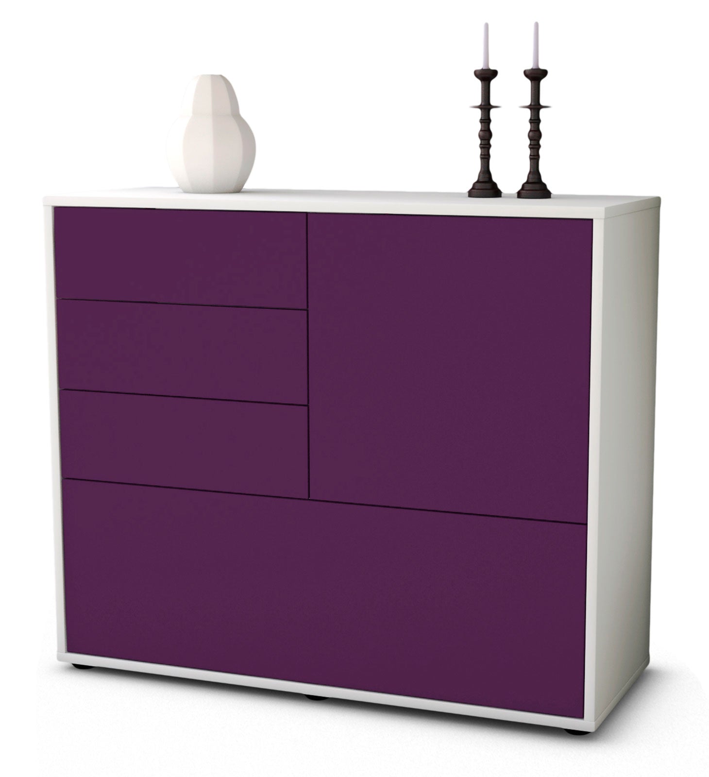 Sideboard Corina | Korpus Weiß | Front in Lila | 92x79x35cm (BxHxT) 1 Sideboard Corina | Korpus Weiß | Front in Lila | 92x79x35cm (BxHxT)