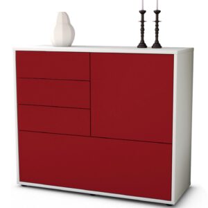 Sideboard Corina | Korpus Weiß | Front in Bordeaux | 92x79x35cm (BxHxT)