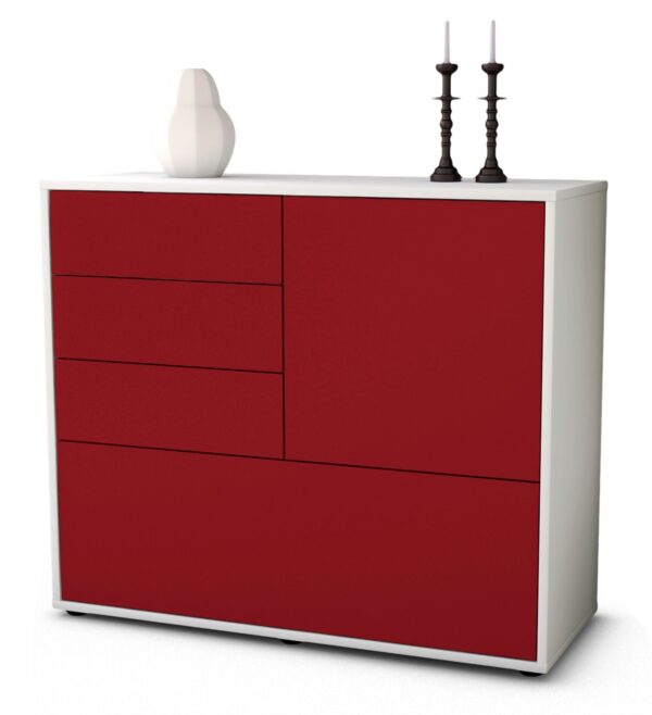 Sideboard Corina | Korpus Weiß | Front in Bordeaux | 92x79x35cm (BxHxT)