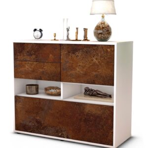 Sideboard Cornelia | Korpus Weiß | Front in Rost Optik | 92x79x35cm (BxHxT)