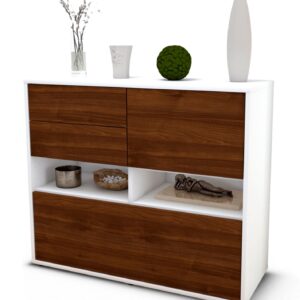 Sideboard Cornelia | Korpus Weiß | Front in Walnuss Holz Optik | 92x79x35cm (BxHxT)