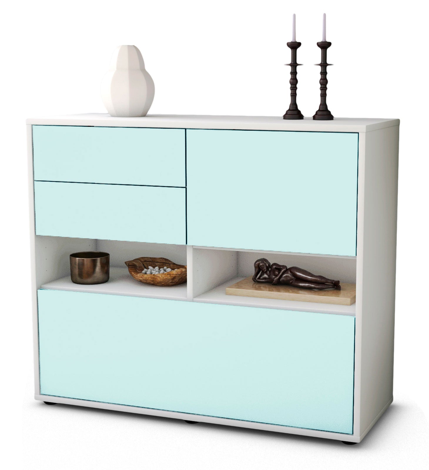 Sideboard Cornelia | Korpus Weiß | Front in Mint | 92x79x35cm (BxHxT) 1 Sideboard Cornelia | Korpus Weiß | Front in Mint | 92x79x35cm (BxHxT)