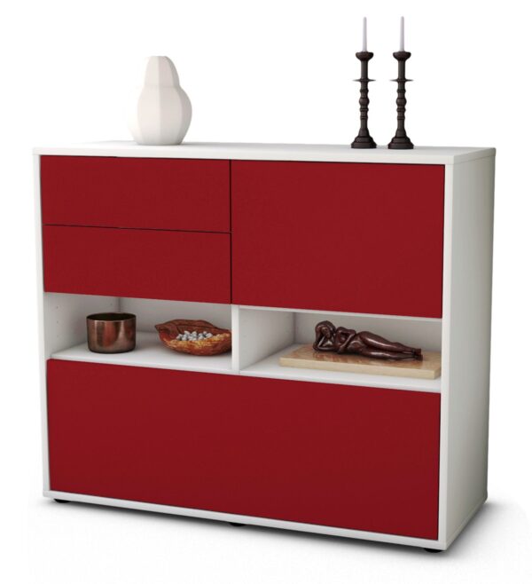 Sideboard Cornelia | Korpus Weiß | Front in Bordeaux | 92x79x35cm (BxHxT)