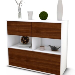 Sideboard Cosima | Korpus Weiß | Front in Walnuss Holz Optik | 92x79x35cm (BxHxT)