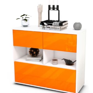 Sideboard Cosima | Korpus Weiß | Front in Hochglanz Orange | 92x79x35cm (BxHxT)