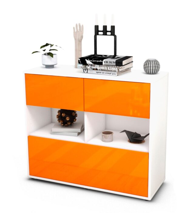 Sideboard Cosima | Korpus Weiß | Front in Hochglanz Orange | 92x79x35cm (BxHxT)