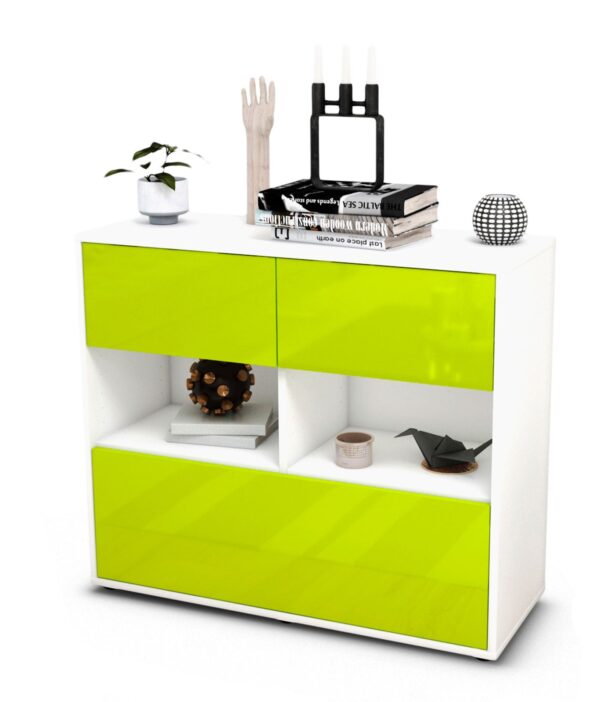 Sideboard Cosima | Korpus Weiß | Front in Hochglanz Grün | 92x79x35cm (BxHxT)