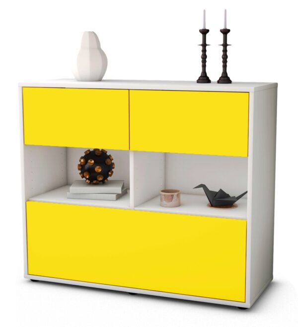 Sideboard Cosima | Korpus Weiß | Front in Gelb | 92x79x35cm (BxHxT)