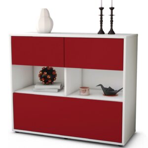 Sideboard Cosima | Korpus Weiß | Front in Bordeaux | 92x79x35cm (BxHxT)