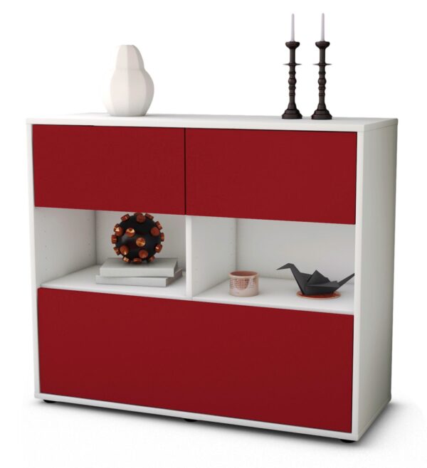 Sideboard Cosima | Korpus Weiß | Front in Bordeaux | 92x79x35cm (BxHxT)