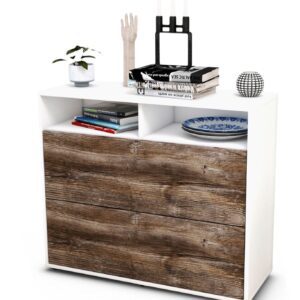 Sideboard Cosma | Korpus Weiß | Front in Treibholz Holz Optik | 92x79x35cm (BxHxT)