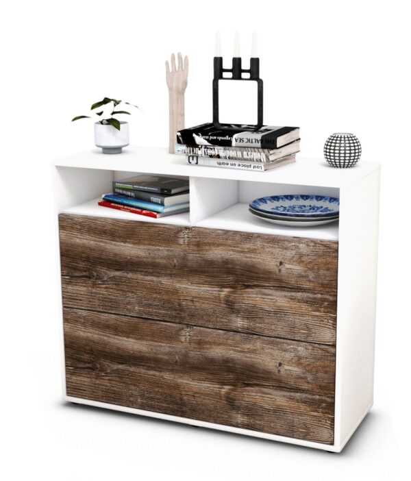 Sideboard Cosma | Korpus Weiß | Front in Treibholz Holz Optik | 92x79x35cm (BxHxT)
