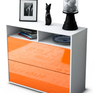 Sideboard Cosma | Korpus Weiß | Front in Hochglanz Orange | 92x79x35cm (BxHxT)