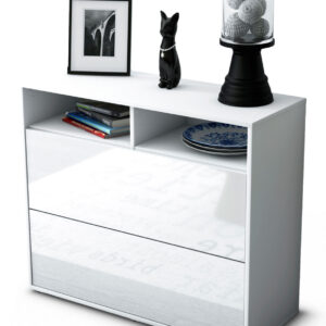 Sideboard Cosma | Korpus Weiß | Front in Hochglanz Weiß | 92x79x35cm (BxHxT)