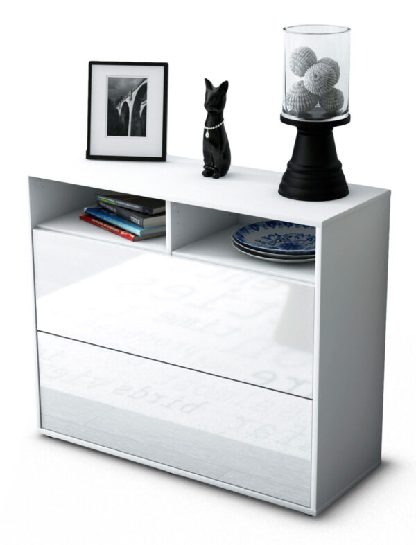 Sideboard Cosma | Korpus Weiß | Front in Hochglanz Weiß | 92x79x35cm (BxHxT)