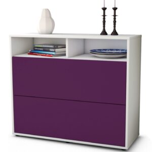 Sideboard Cosma | Korpus Weiß | Front in Lila | 92x79x35cm (BxHxT)