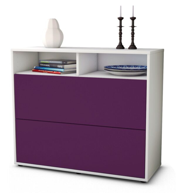 Sideboard Cosma | Korpus Weiß | Front in Lila | 92x79x35cm (BxHxT)