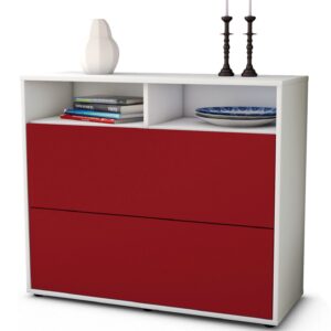 Sideboard Cosma | Korpus Weiß | Front in Bordeaux | 92x79x35cm (BxHxT)