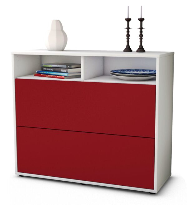 Sideboard Cosma | Korpus Weiß | Front in Bordeaux | 92x79x35cm (BxHxT)