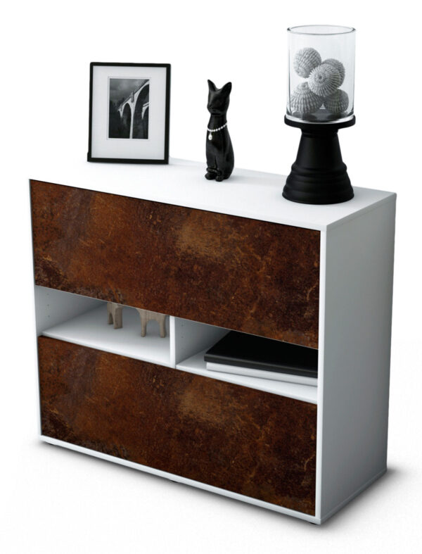 Sideboard Dalia | Korpus Weiß | Front in Rost Optik | 92x79x35cm (BxHxT)