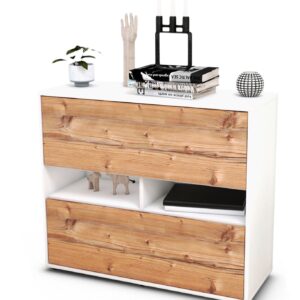 Sideboard Dalia | Korpus Weiß | Front in Pinie Holz Optik | 92x79x35cm (BxHxT)