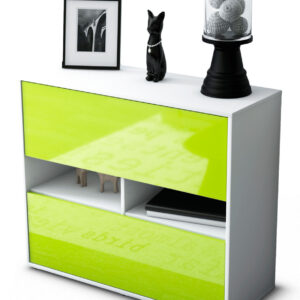Sideboard Dalia | Korpus Weiß | Front in Hochglanz Grün | 92x79x35cm (BxHxT)