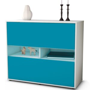 Sideboard Dalia | Korpus Weiß | Front in Türkis | 92x79x35cm (BxHxT)