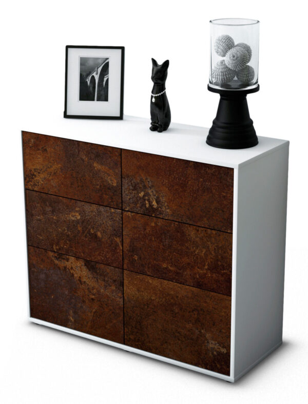 Sideboard Dalida | Korpus Weiß | Front in Rost Optik | 92x79x35cm (BxHxT)