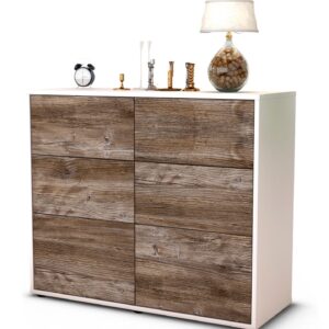 Sideboard Dalida | Korpus Weiß | Front in Treibholz Holz Optik | 92x79x35cm (BxHxT)