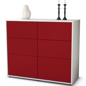 Sideboard Dalida | Korpus Weiß | Front in Bordeaux | 92x79x35cm (BxHxT)
