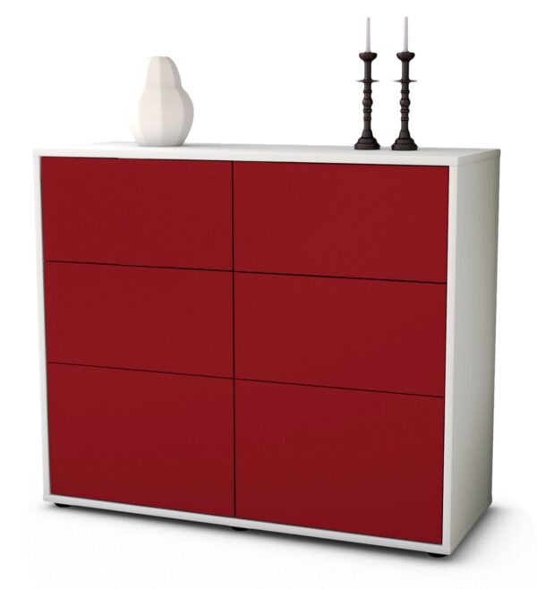 Sideboard Dalida | Korpus Weiß | Front in Bordeaux | 92x79x35cm (BxHxT)