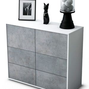Sideboard Dana | Korpus Weiß | Front in Beton Optik | 92x79x35cm (BxHxT)