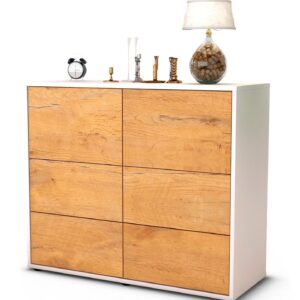 Sideboard Dana | Korpus Weiß | Front in Eiche Holz Optik | 92x79x35cm (BxHxT)