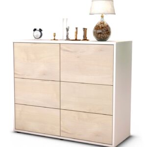Sideboard Dana | Korpus Weiß | Front in Zeder Holz Optik | 92x79x35cm (BxHxT)