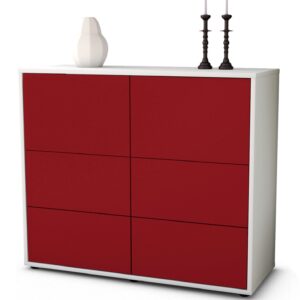 Sideboard Dana | Korpus Weiß | Front in Bordeaux | 92x79x35cm (BxHxT)