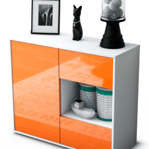 Sideboard Danica | Korpus Weiß | Front in Hochglanz Orange | 92x79x35cm (BxHxT)