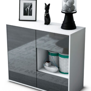 Sideboard Danica | Korpus Weiß | Front in Hochglanz Grau | 92x79x35cm (BxHxT)