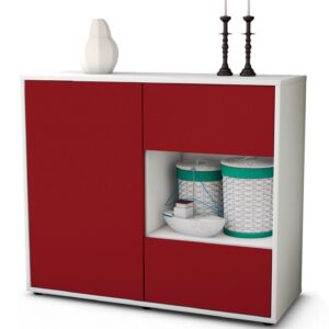 Sideboard Danica | Korpus Weiß | Front in Bordeaux | 92x79x35cm (BxHxT)