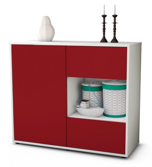 Sideboard Danica | Korpus Weiß | Front in Bordeaux | 92x79x35cm (BxHxT)