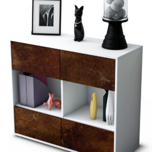 Sideboard Daniela | Korpus Weiß | Front in Rost Optik | 92x79x35cm (BxHxT)