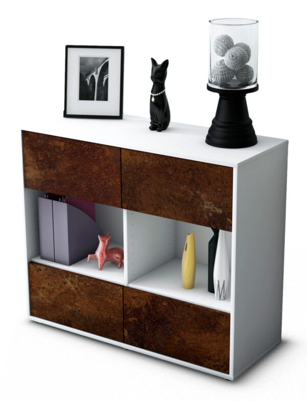 Sideboard Daniela | Korpus Weiß | Front in Rost Optik | 92x79x35cm (BxHxT)