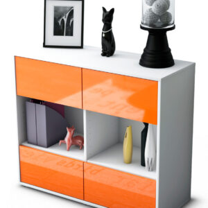Sideboard Daniela | Korpus Weiß | Front in Hochglanz Orange | 92x79x35cm (BxHxT)