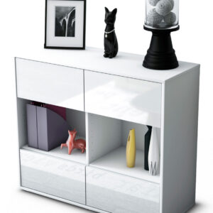 Sideboard Daniela | Korpus Weiß | Front in Hochglanz Weiß | 92x79x35cm (BxHxT)